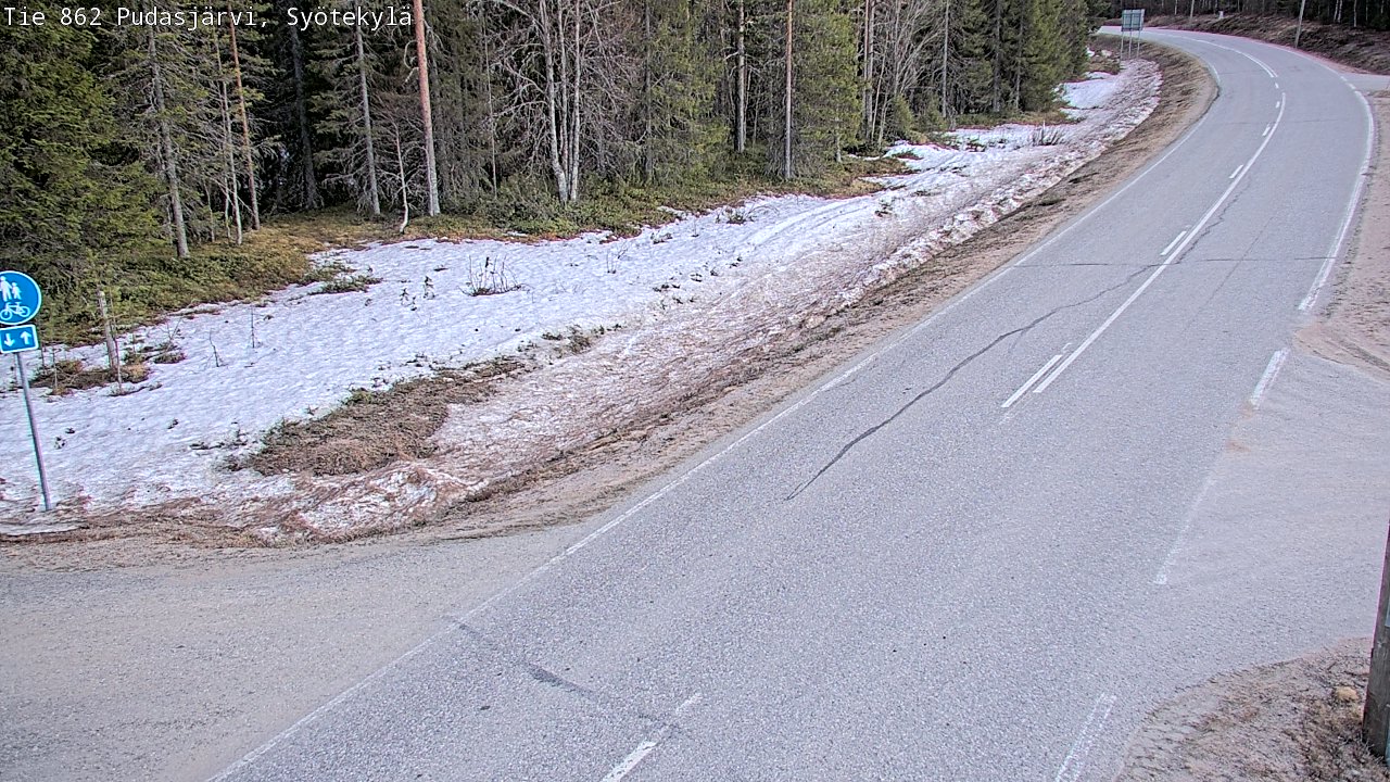 Weather Camera Image Väg 862 Pudasjärvi, Syötekylä, Pudasjärvi, Pohjois-Pohjanmaa