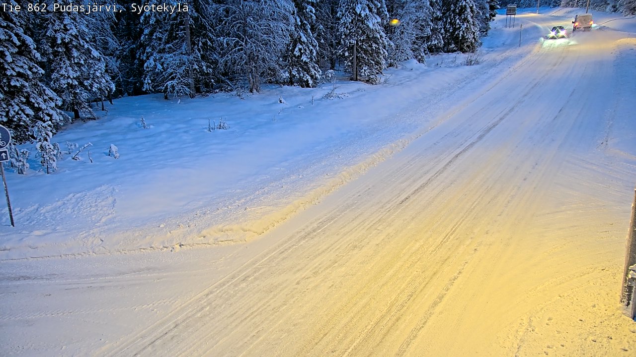 Weather Camera Image Road 862 Pudasjärvi, Syötekylä, Pudasjärvi, Pohjois-Pohjanmaa