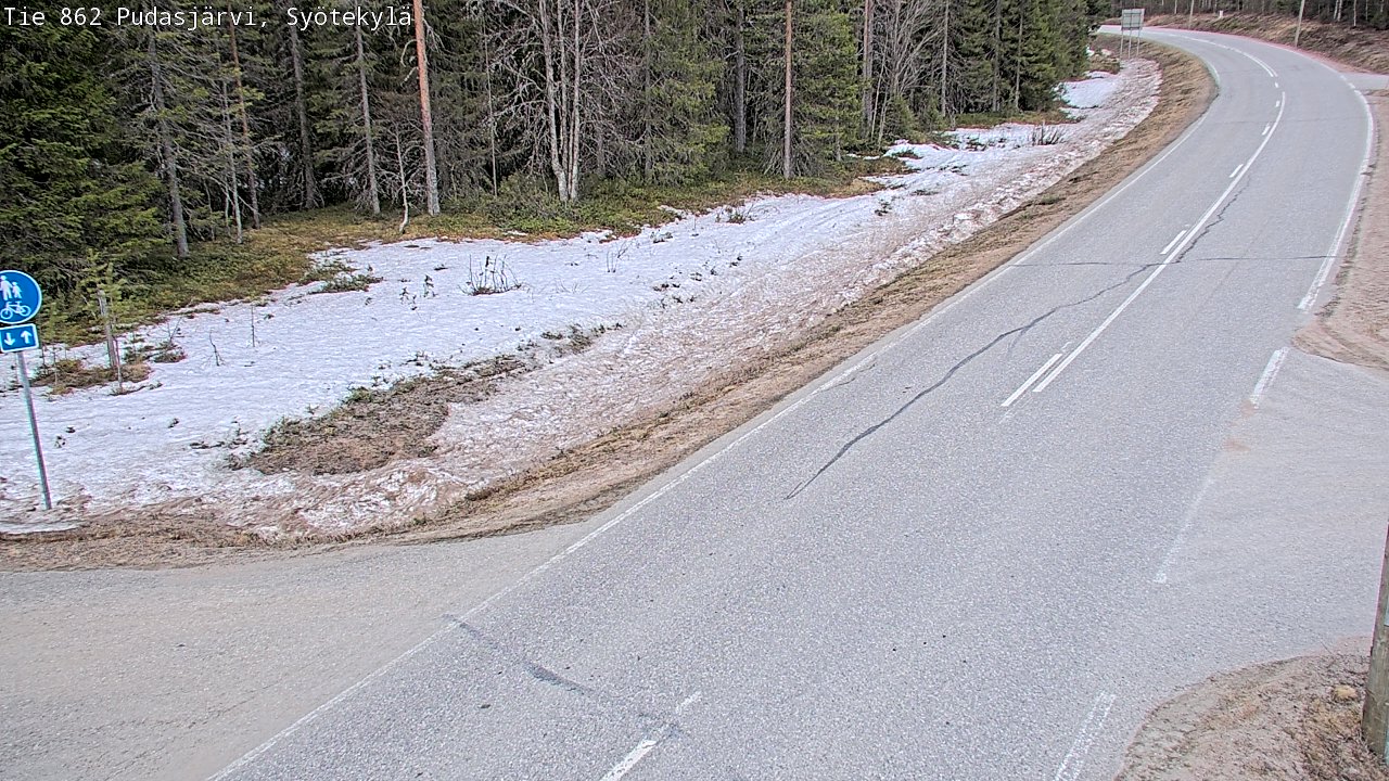 Weather Camera Image Road 862 Pudasjärvi, Syötekylä, Pudasjärvi, Pohjois-Pohjanmaa