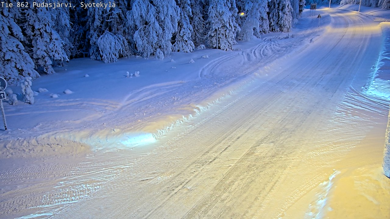 Weather Camera Image Road 862 Pudasjärvi, Syötekylä, Pudasjärvi, Pohjois-Pohjanmaa