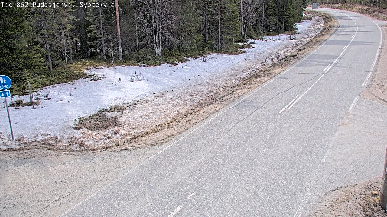Weather Camera Image Väg 862 Pudasjärvi, Syötekylä, Pudasjärvi, Pohjois-Pohjanmaa