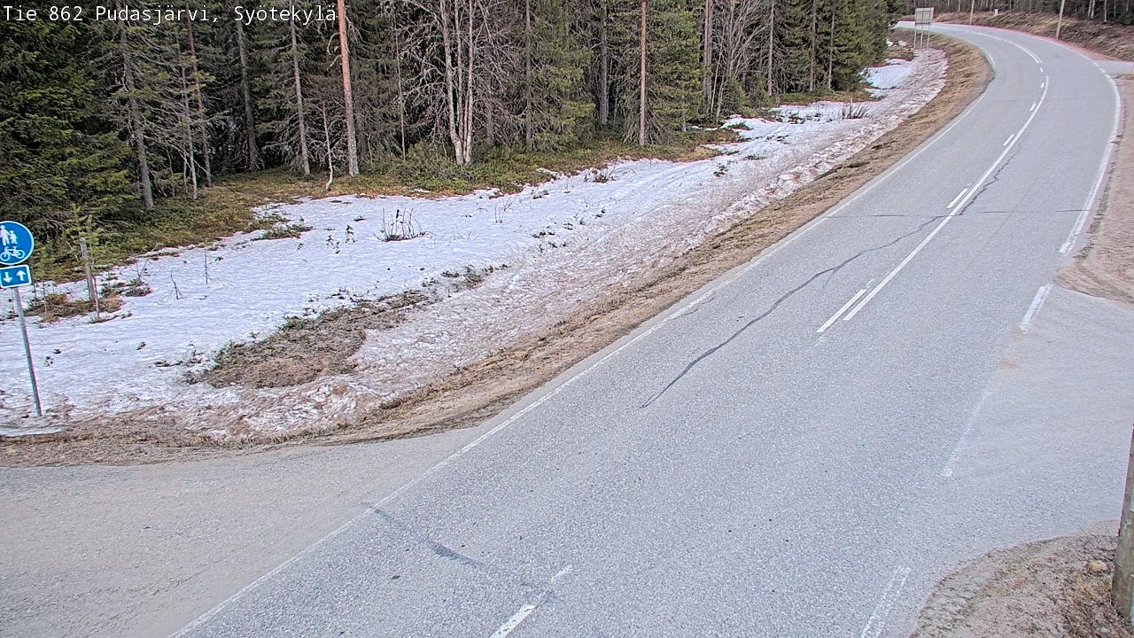 Weather Camera Image Road 862 Pudasjärvi, Syötekylä, Pudasjärvi, Pohjois-Pohjanmaa