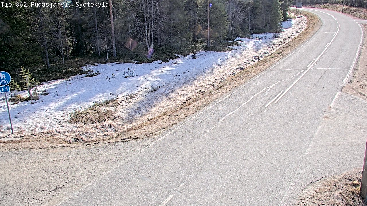 Weather Camera Image Väg 862 Pudasjärvi, Syötekylä, Pudasjärvi, Pohjois-Pohjanmaa