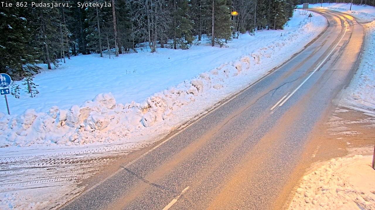 Weather Camera Image Road 862 Pudasjärvi, Syötekylä, Pudasjärvi, Pohjois-Pohjanmaa