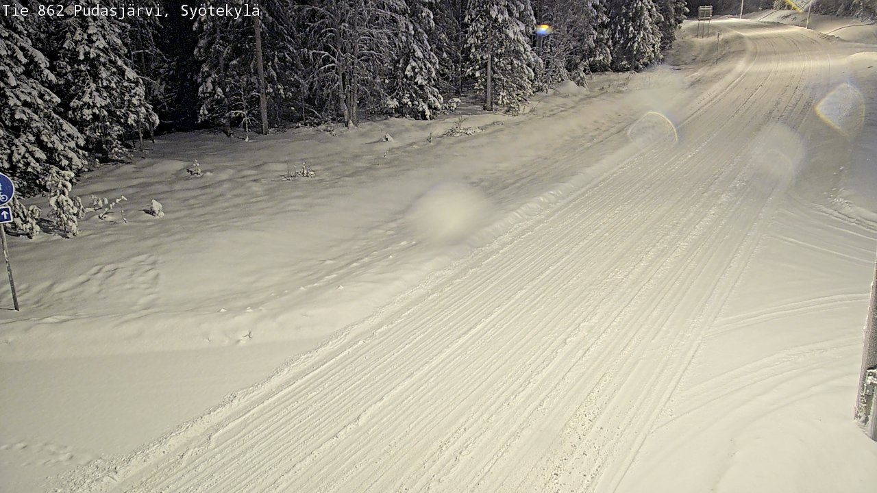 Weather Camera Image Road 862 Pudasjärvi, Syötekylä, Pudasjärvi, Pohjois-Pohjanmaa