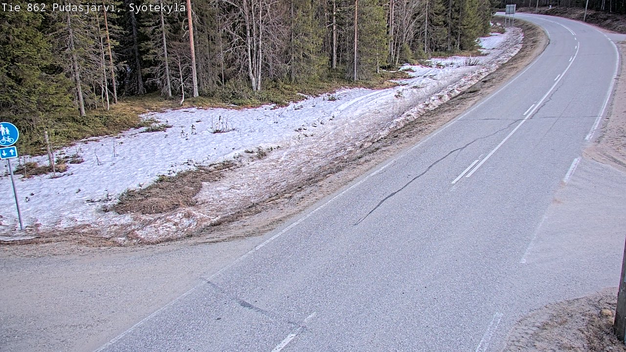 Weather Camera Image Väg 862 Pudasjärvi, Syötekylä, Pudasjärvi, Pohjois-Pohjanmaa