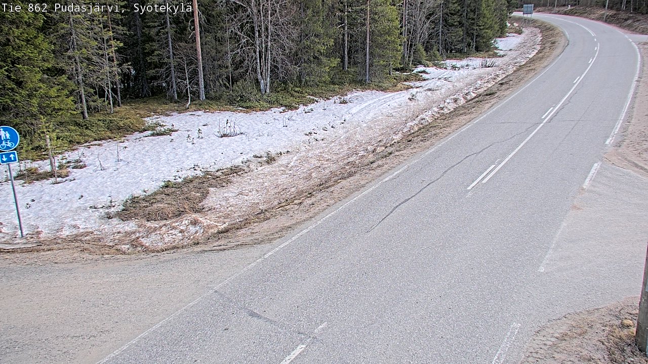 Weather Camera Image Väg 862 Pudasjärvi, Syötekylä, Pudasjärvi, Pohjois-Pohjanmaa