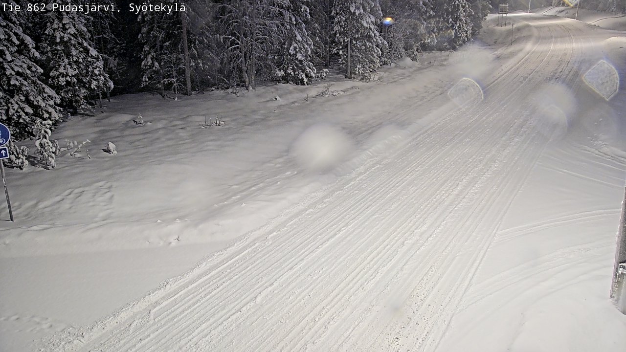 Weather Camera Image Road 862 Pudasjärvi, Syötekylä, Pudasjärvi, Pohjois-Pohjanmaa
