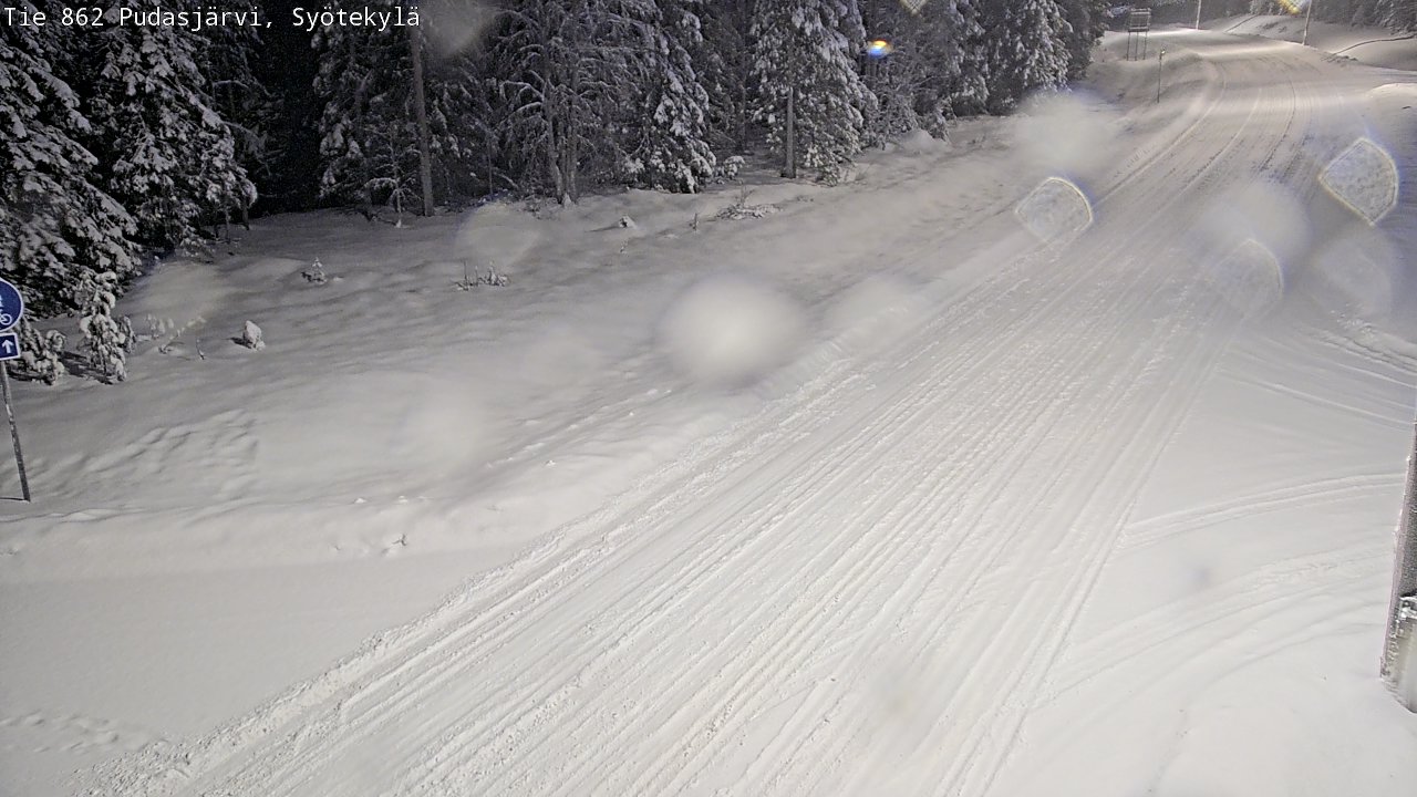 Weather Camera Image Road 862 Pudasjärvi, Syötekylä, Pudasjärvi, Pohjois-Pohjanmaa