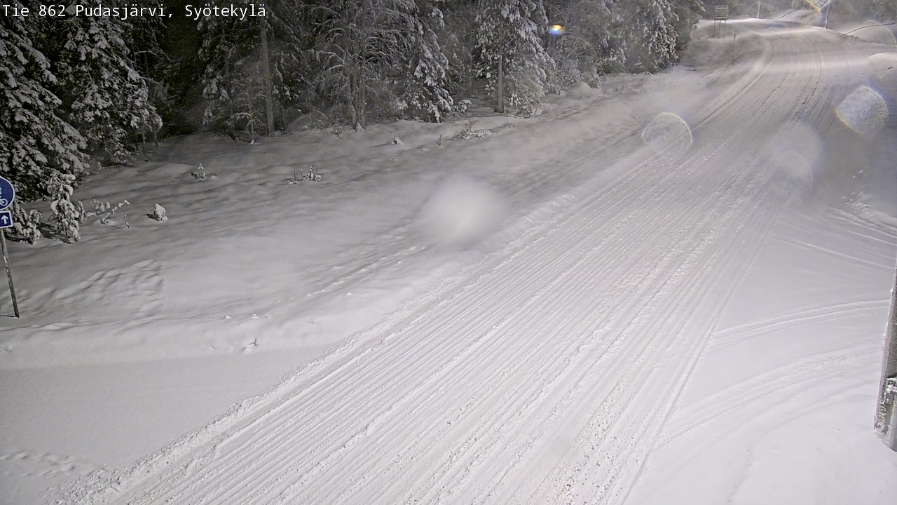Weather Camera Image Road 862 Pudasjärvi, Syötekylä, Pudasjärvi, Pohjois-Pohjanmaa