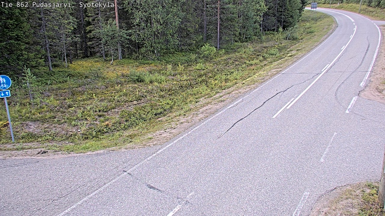 Weather Camera Image Road 862 Pudasjärvi, Syötekylä, Pudasjärvi, Pohjois-Pohjanmaa