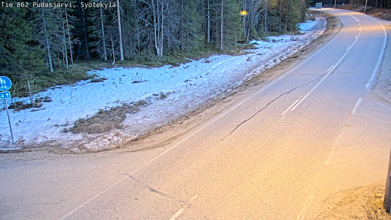 Weather Camera Image Väg 862 Pudasjärvi, Syötekylä, Pudasjärvi, Pohjois-Pohjanmaa