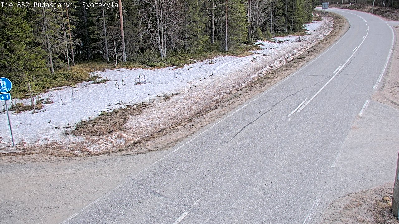 Weather Camera Image Väg 862 Pudasjärvi, Syötekylä, Pudasjärvi, Pohjois-Pohjanmaa