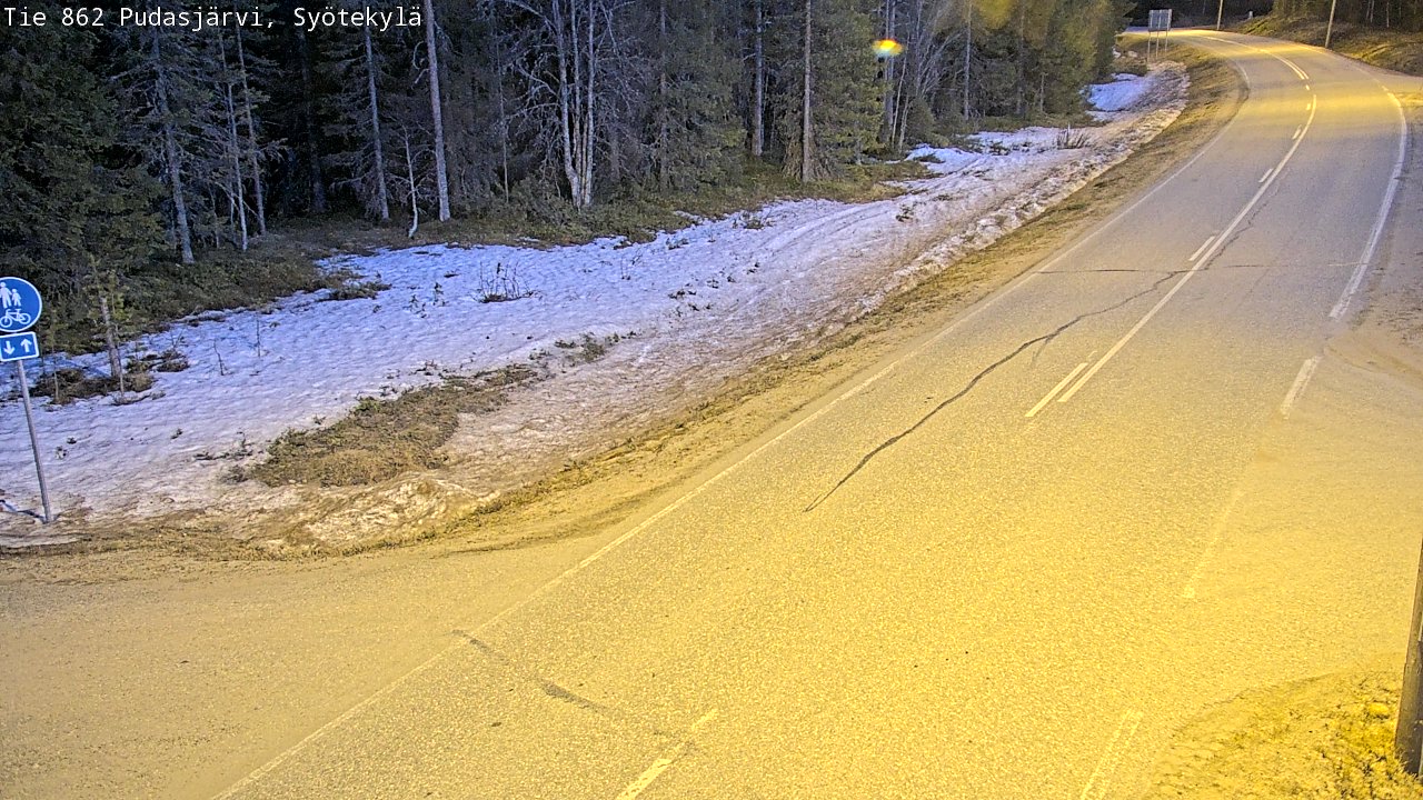 Weather Camera Image Väg 862 Pudasjärvi, Syötekylä, Pudasjärvi, Pohjois-Pohjanmaa