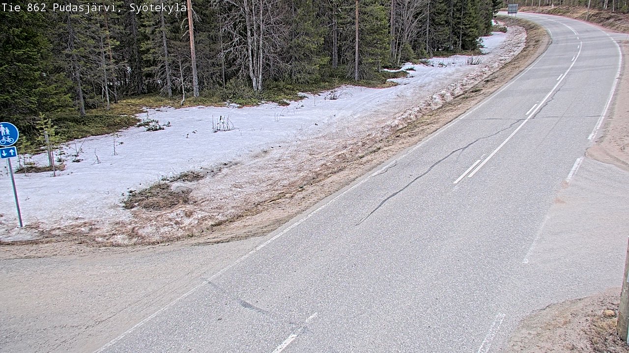 Weather Camera Image Väg 862 Pudasjärvi, Syötekylä, Pudasjärvi, Pohjois-Pohjanmaa