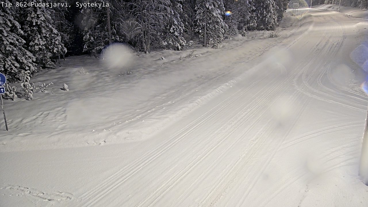 Weather Camera Image Road 862 Pudasjärvi, Syötekylä, Pudasjärvi, Pohjois-Pohjanmaa