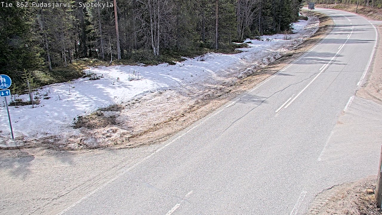Weather Camera Image Väg 862 Pudasjärvi, Syötekylä, Pudasjärvi, Pohjois-Pohjanmaa