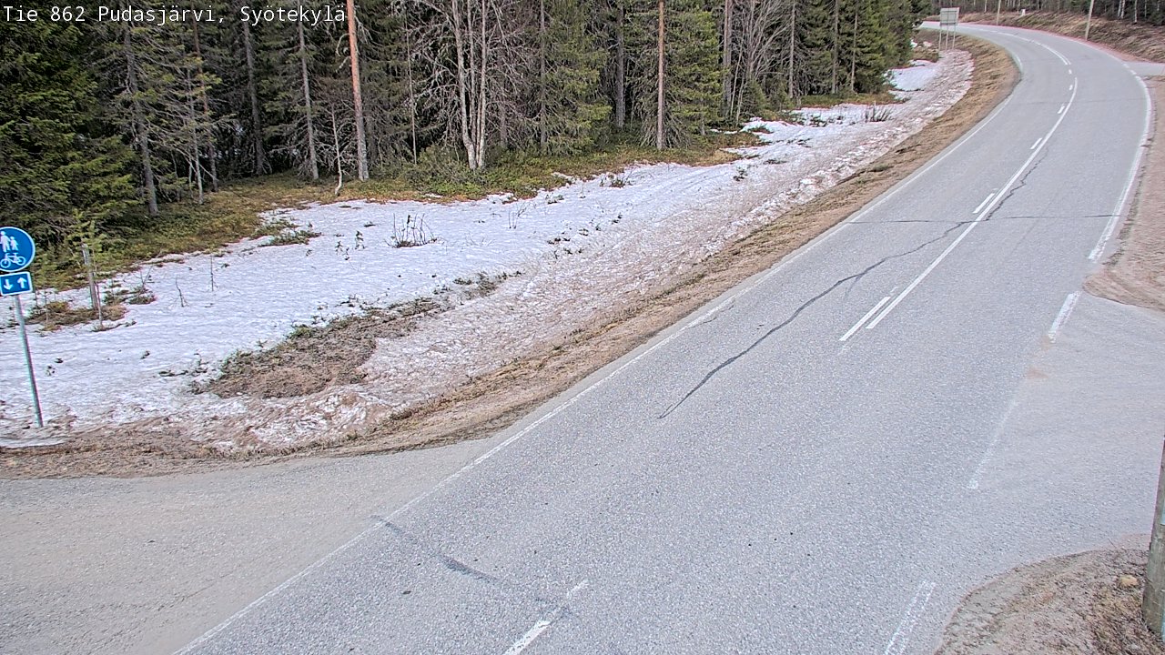 Weather Camera Image Road 862 Pudasjärvi, Syötekylä, Pudasjärvi, Pohjois-Pohjanmaa