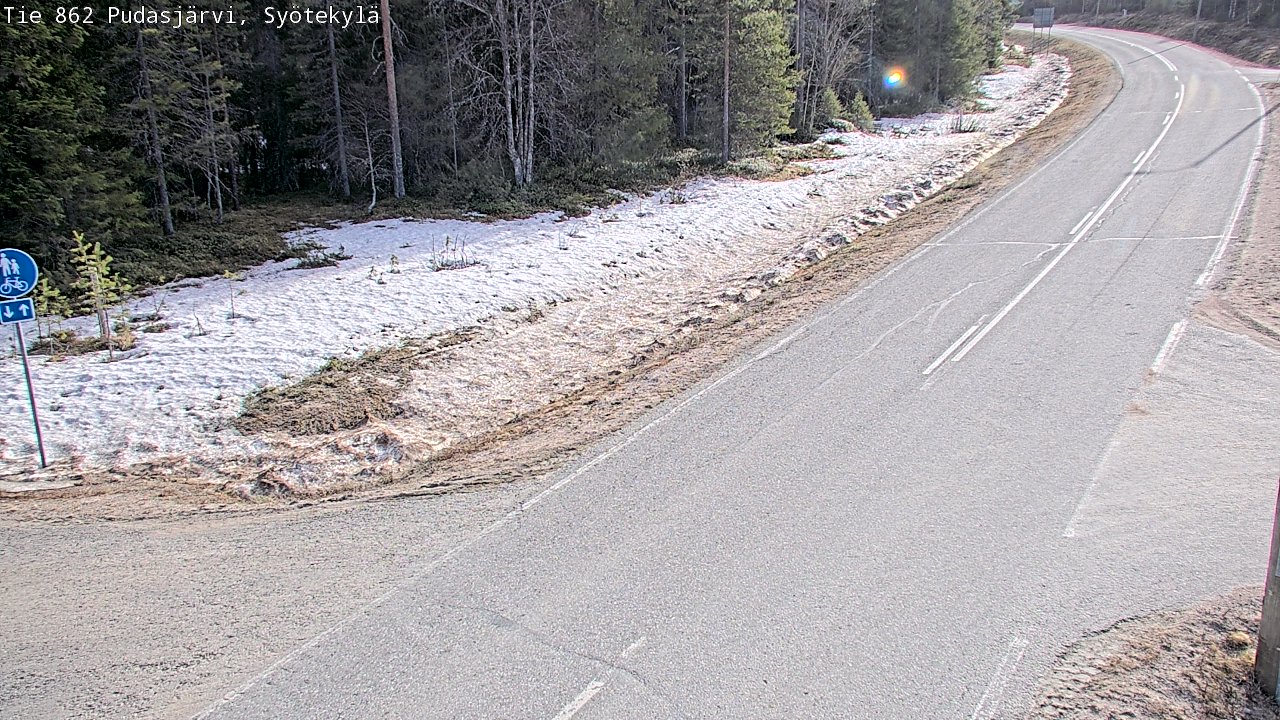 Weather Camera Image Väg 862 Pudasjärvi, Syötekylä, Pudasjärvi, Pohjois-Pohjanmaa