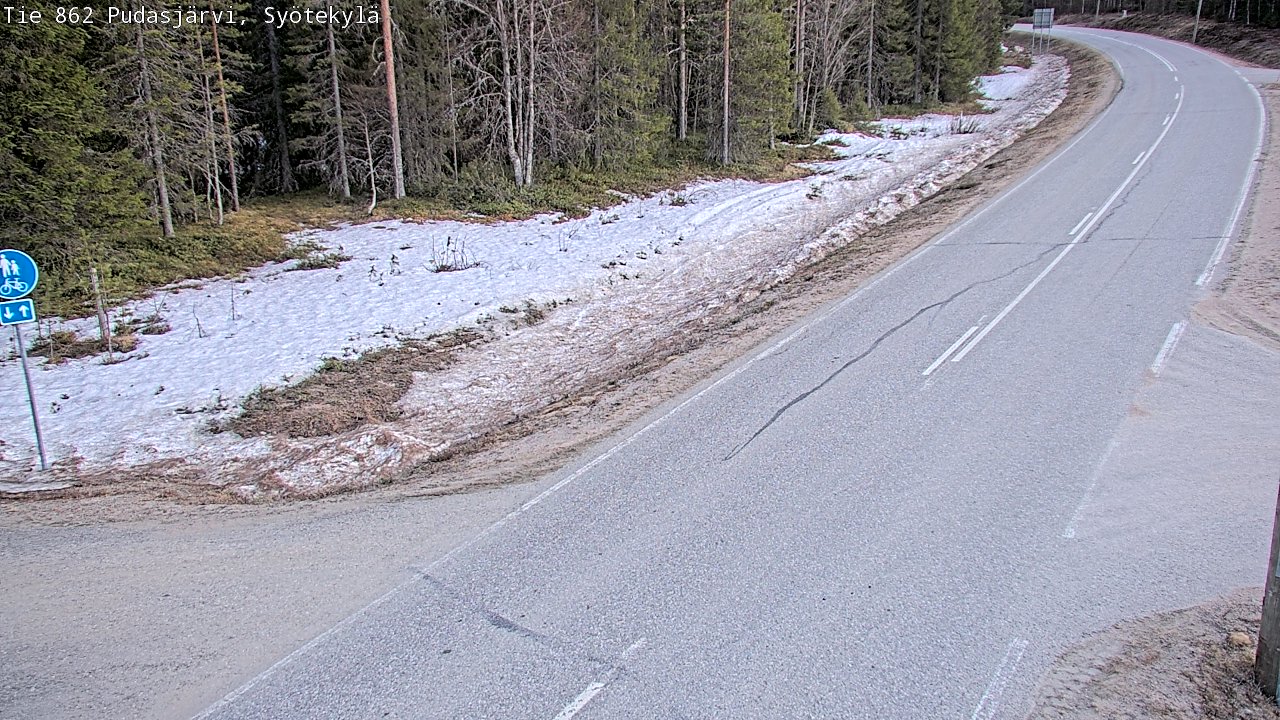 Weather Camera Image Väg 862 Pudasjärvi, Syötekylä, Pudasjärvi, Pohjois-Pohjanmaa