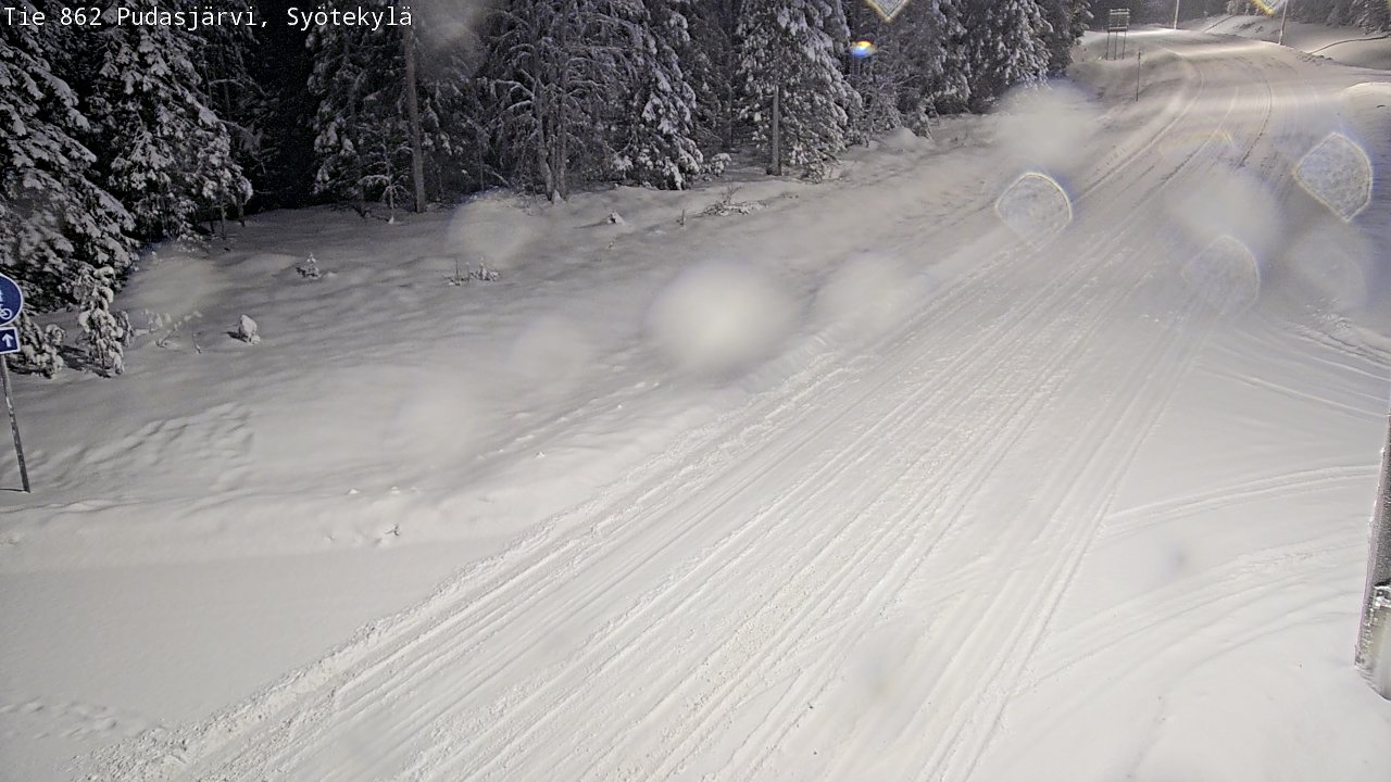 Weather Camera Image Road 862 Pudasjärvi, Syötekylä, Pudasjärvi, Pohjois-Pohjanmaa