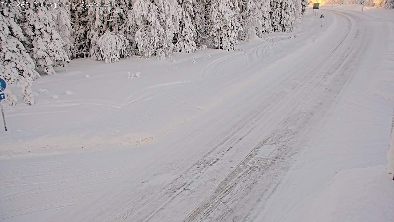 Weather Camera Image Road 862 Pudasjärvi, Syötekylä, Pudasjärvi, Pohjois-Pohjanmaa