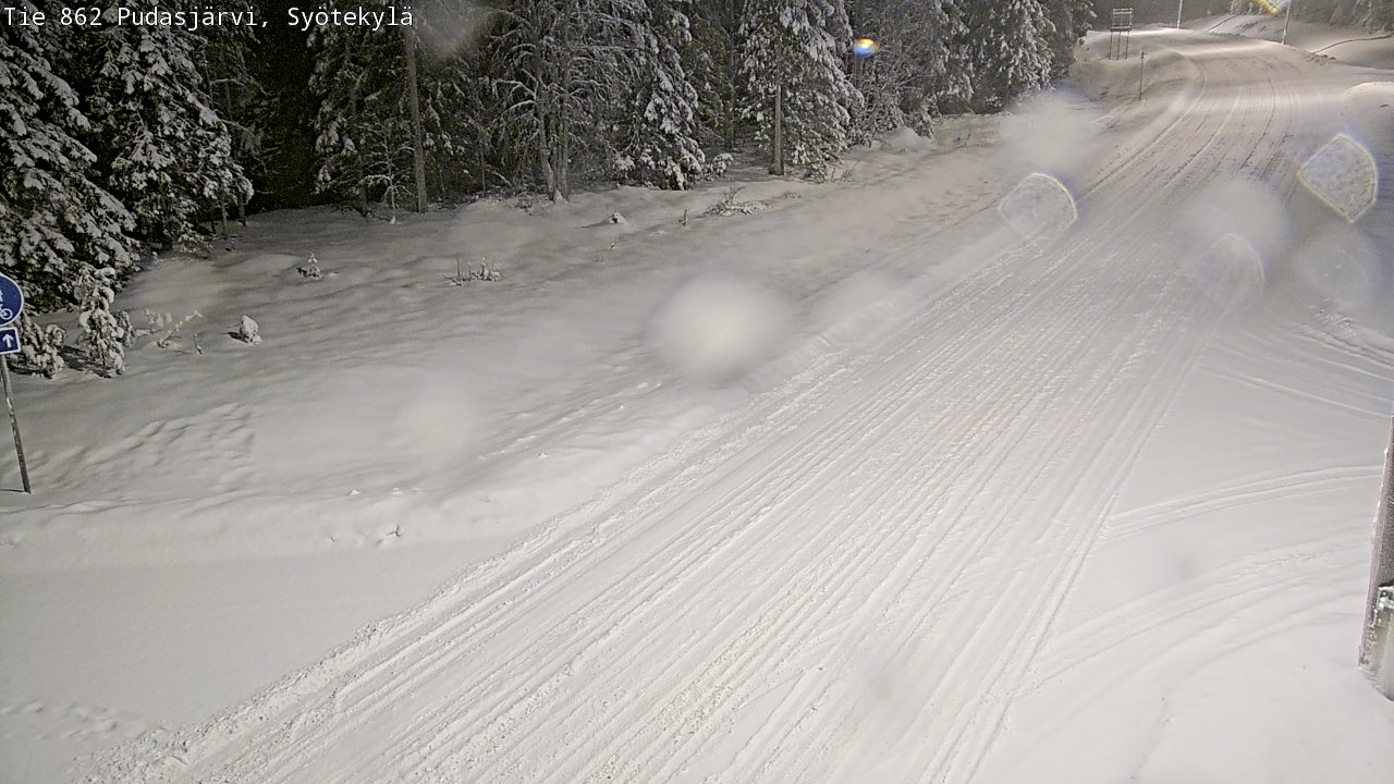 Weather Camera Image Road 862 Pudasjärvi, Syötekylä, Pudasjärvi, Pohjois-Pohjanmaa