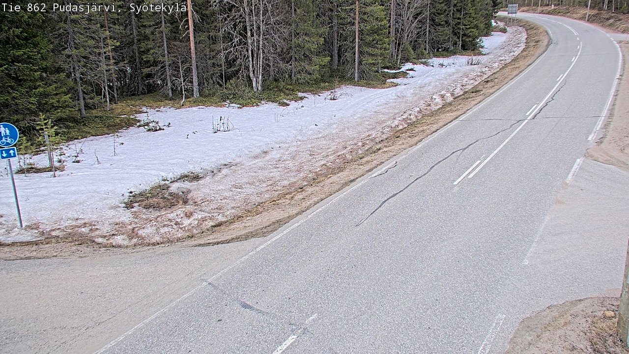 Weather Camera Image Väg 862 Pudasjärvi, Syötekylä, Pudasjärvi, Pohjois-Pohjanmaa