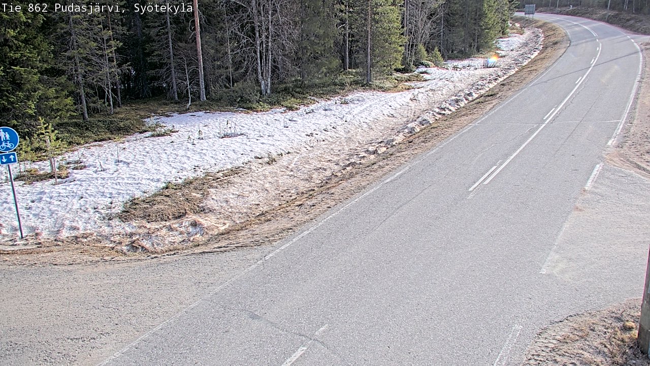 Weather Camera Image Väg 862 Pudasjärvi, Syötekylä, Pudasjärvi, Pohjois-Pohjanmaa