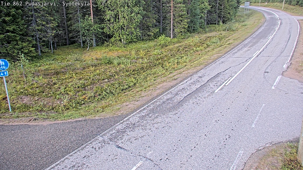Weather Camera Image Road 862 Pudasjärvi, Syötekylä, Pudasjärvi, Pohjois-Pohjanmaa