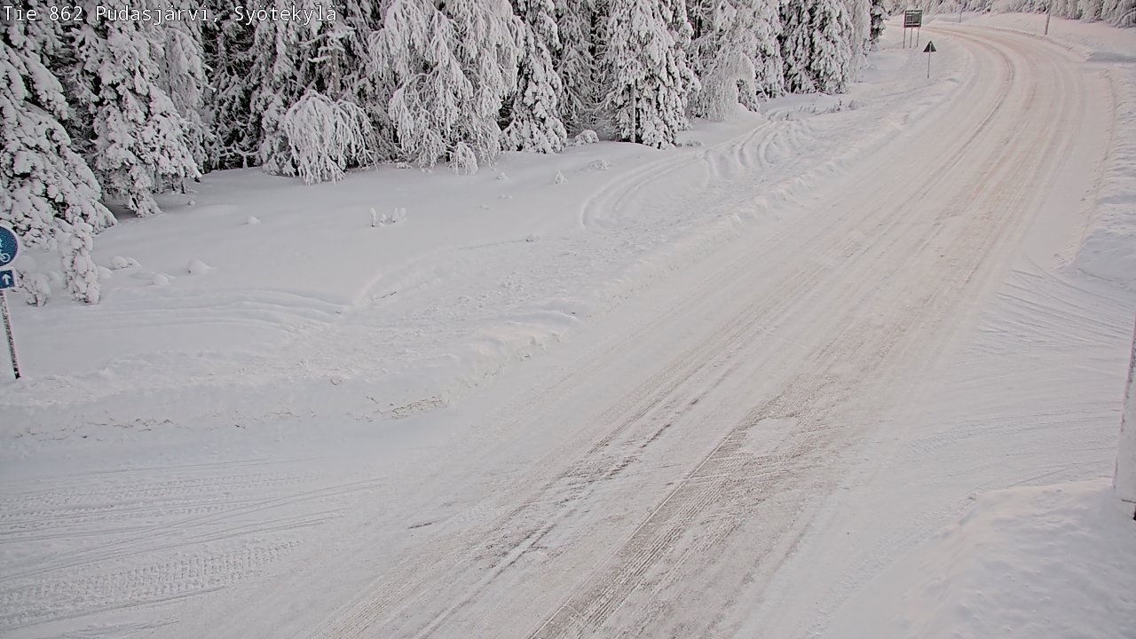 Weather Camera Image Road 862 Pudasjärvi, Syötekylä, Pudasjärvi, Pohjois-Pohjanmaa