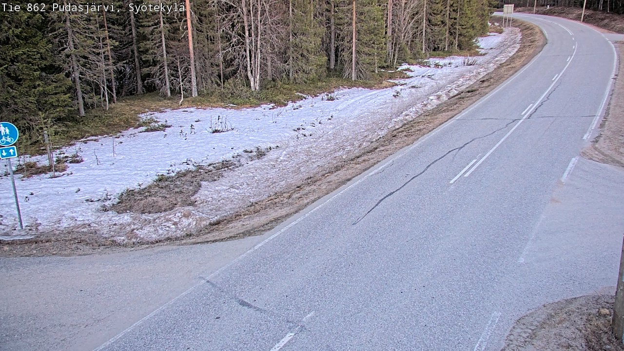 Weather Camera Image Väg 862 Pudasjärvi, Syötekylä, Pudasjärvi, Pohjois-Pohjanmaa