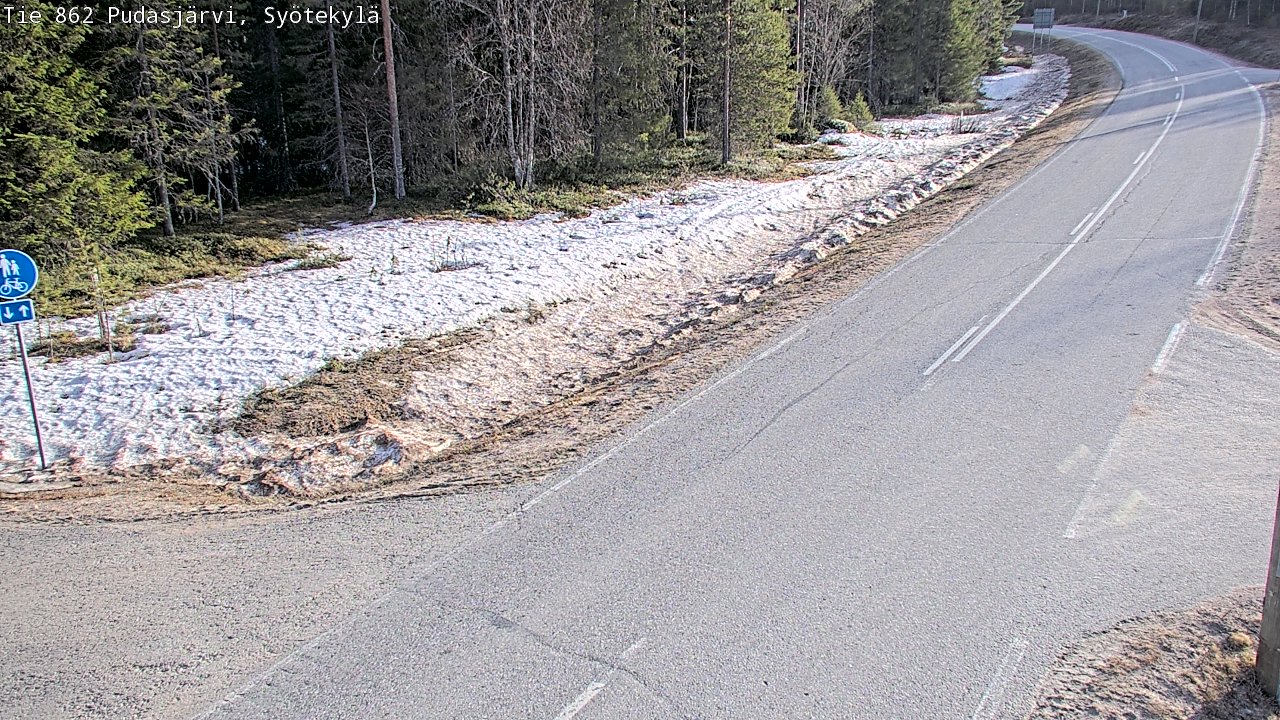Weather Camera Image Väg 862 Pudasjärvi, Syötekylä, Pudasjärvi, Pohjois-Pohjanmaa