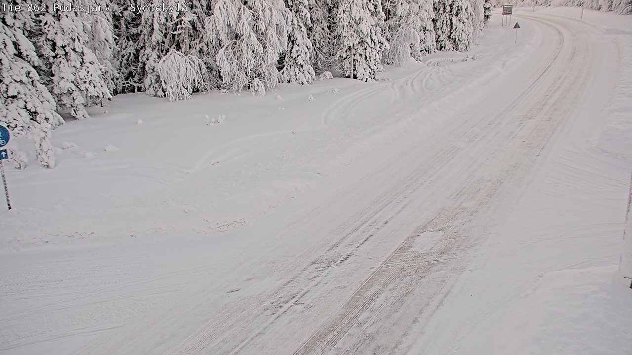 Weather Camera Image Road 862 Pudasjärvi, Syötekylä, Pudasjärvi, Pohjois-Pohjanmaa