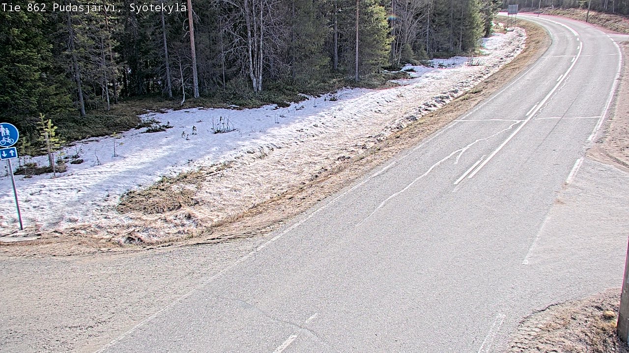 Weather Camera Image Väg 862 Pudasjärvi, Syötekylä, Pudasjärvi, Pohjois-Pohjanmaa