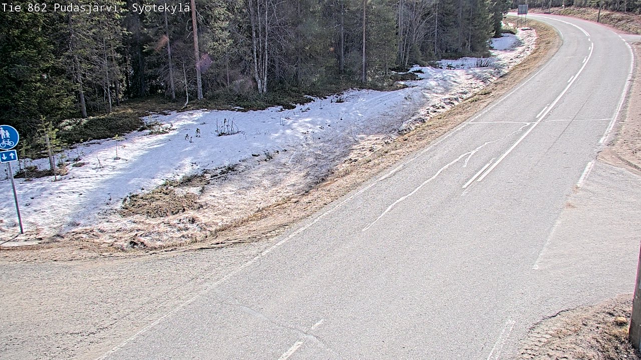 Weather Camera Image Väg 862 Pudasjärvi, Syötekylä, Pudasjärvi, Pohjois-Pohjanmaa