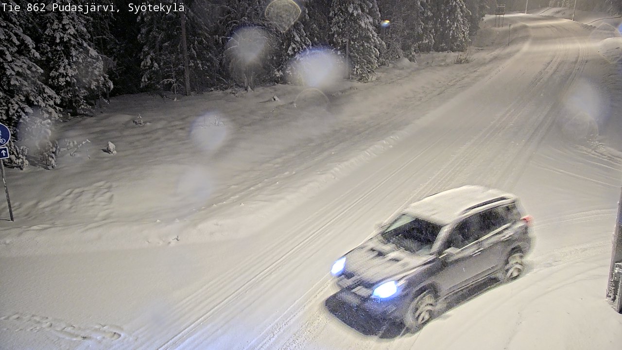 Weather Camera Image Road 862 Pudasjärvi, Syötekylä, Pudasjärvi, Pohjois-Pohjanmaa