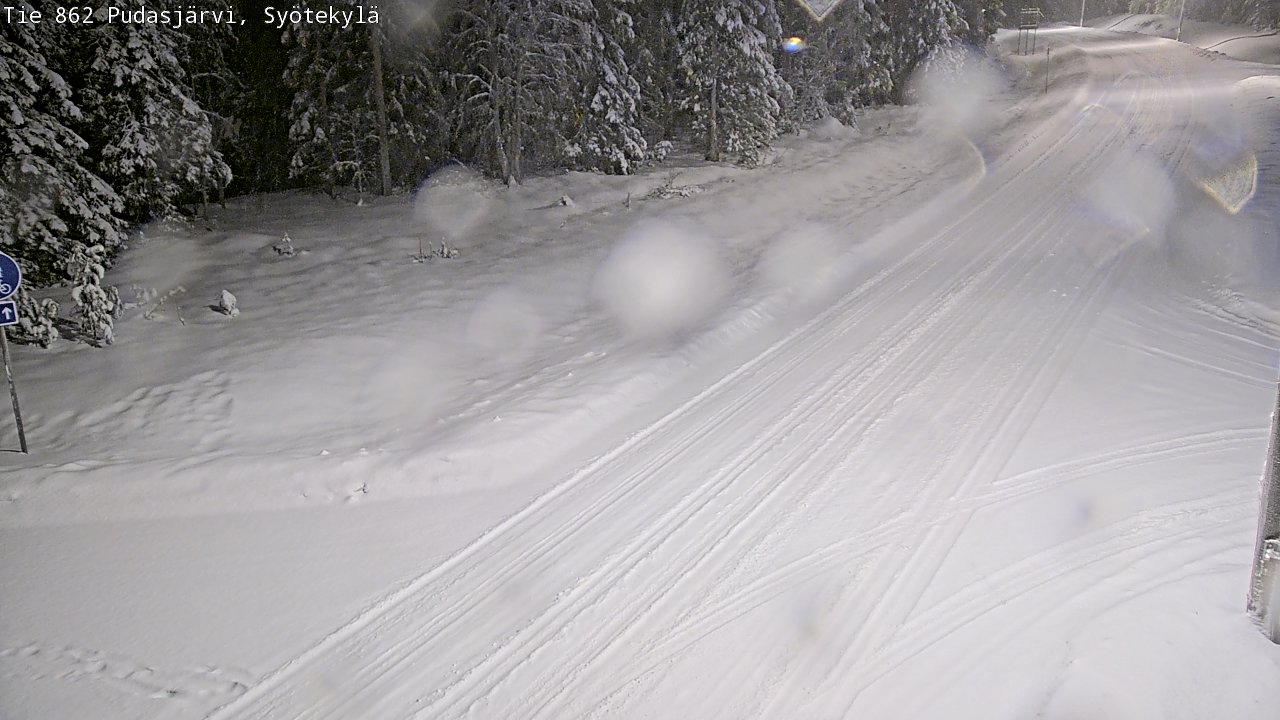 Weather Camera Image Road 862 Pudasjärvi, Syötekylä, Pudasjärvi, Pohjois-Pohjanmaa
