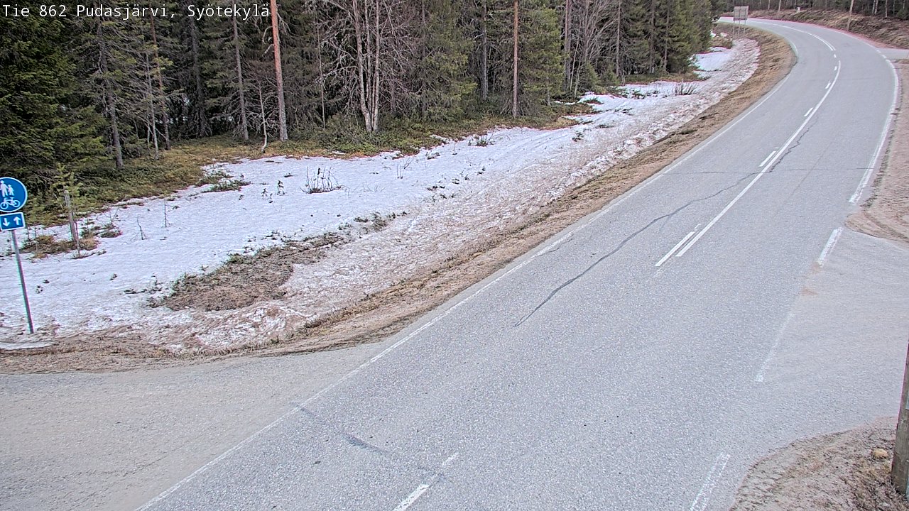 Weather Camera Image Road 862 Pudasjärvi, Syötekylä, Pudasjärvi, Pohjois-Pohjanmaa
