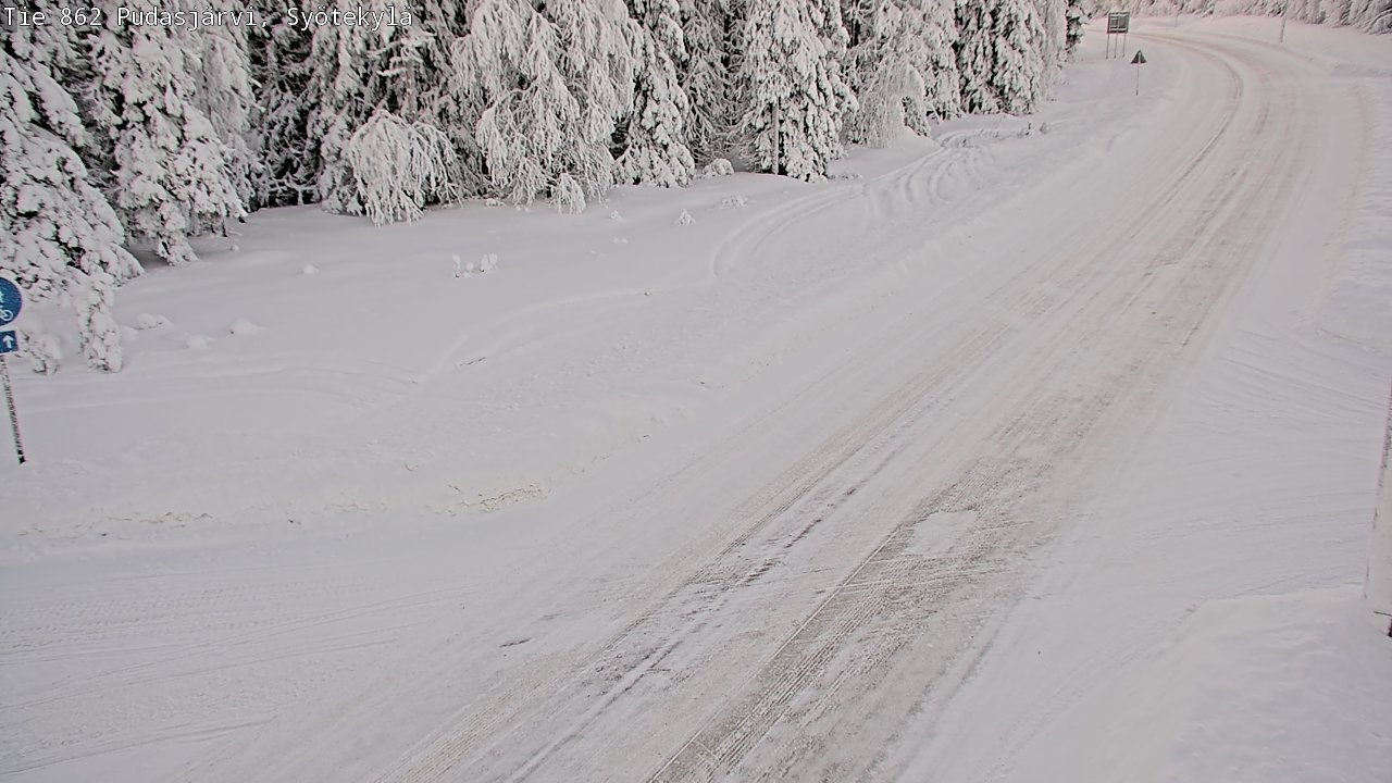 Weather Camera Image Road 862 Pudasjärvi, Syötekylä, Pudasjärvi, Pohjois-Pohjanmaa