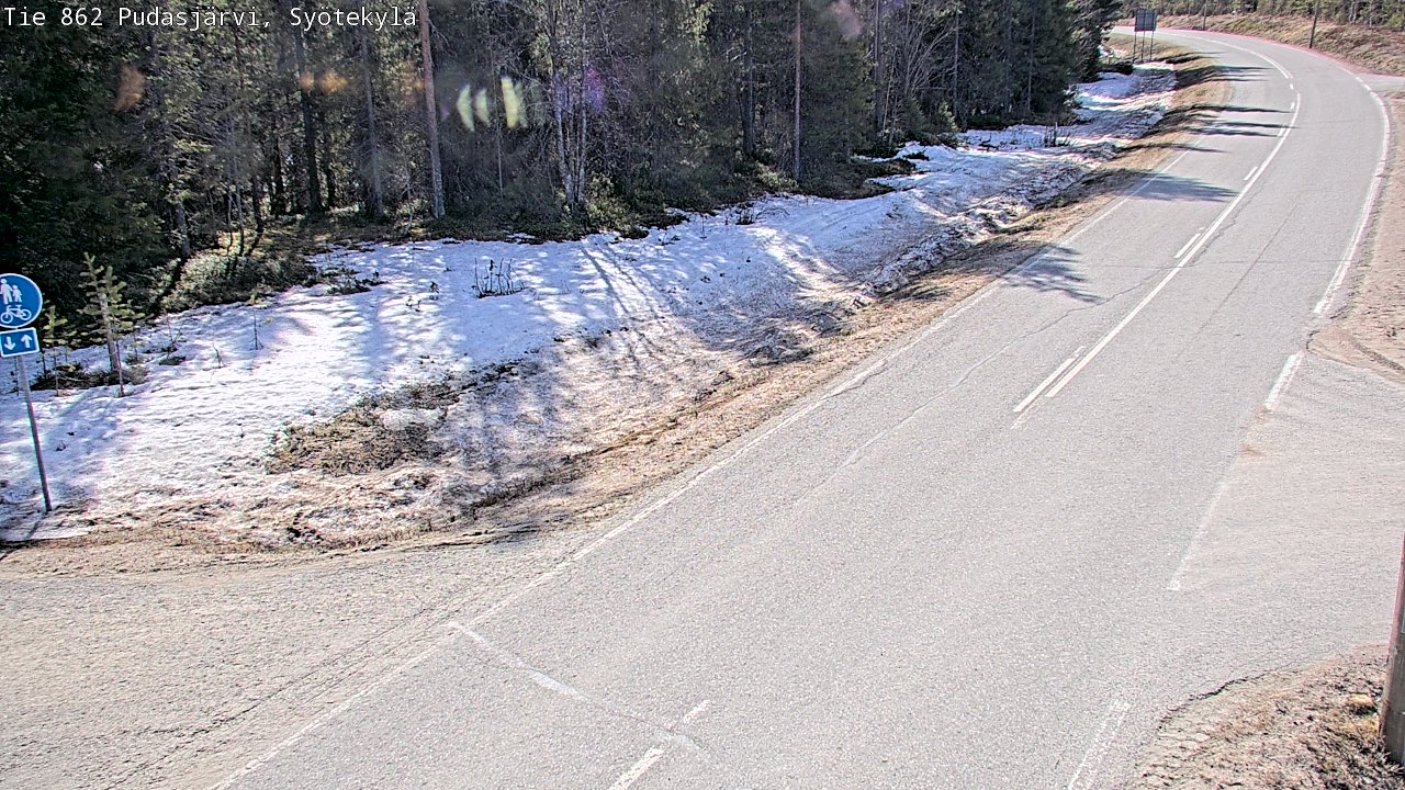 Weather Camera Image Väg 862 Pudasjärvi, Syötekylä, Pudasjärvi, Pohjois-Pohjanmaa