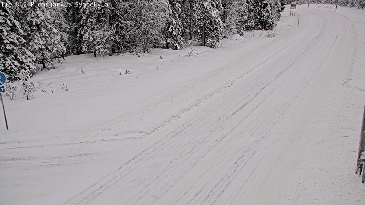 Weather Camera Image Road 862 Pudasjärvi, Syötekylä, Pudasjärvi, Pohjois-Pohjanmaa