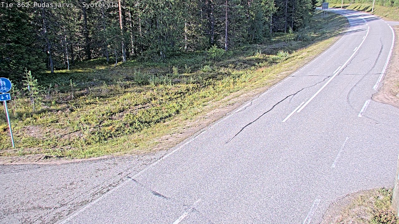 Weather Camera Image Road 862 Pudasjärvi, Syötekylä, Pudasjärvi, Pohjois-Pohjanmaa