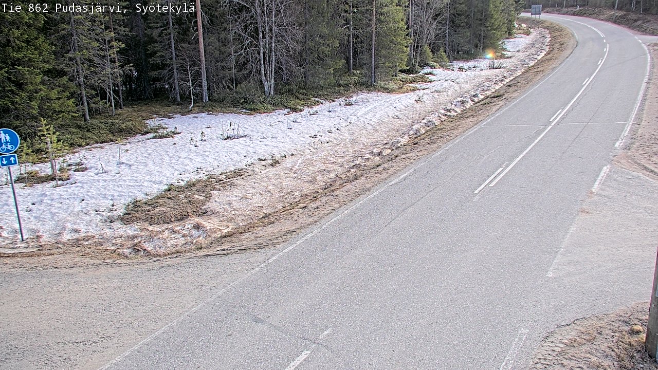 Weather Camera Image Väg 862 Pudasjärvi, Syötekylä, Pudasjärvi, Pohjois-Pohjanmaa