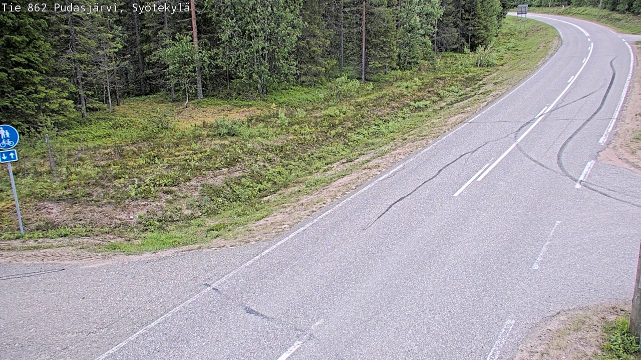 Weather Camera Image Väg 862 Pudasjärvi, Syötekylä, Pudasjärvi, Pohjois-Pohjanmaa