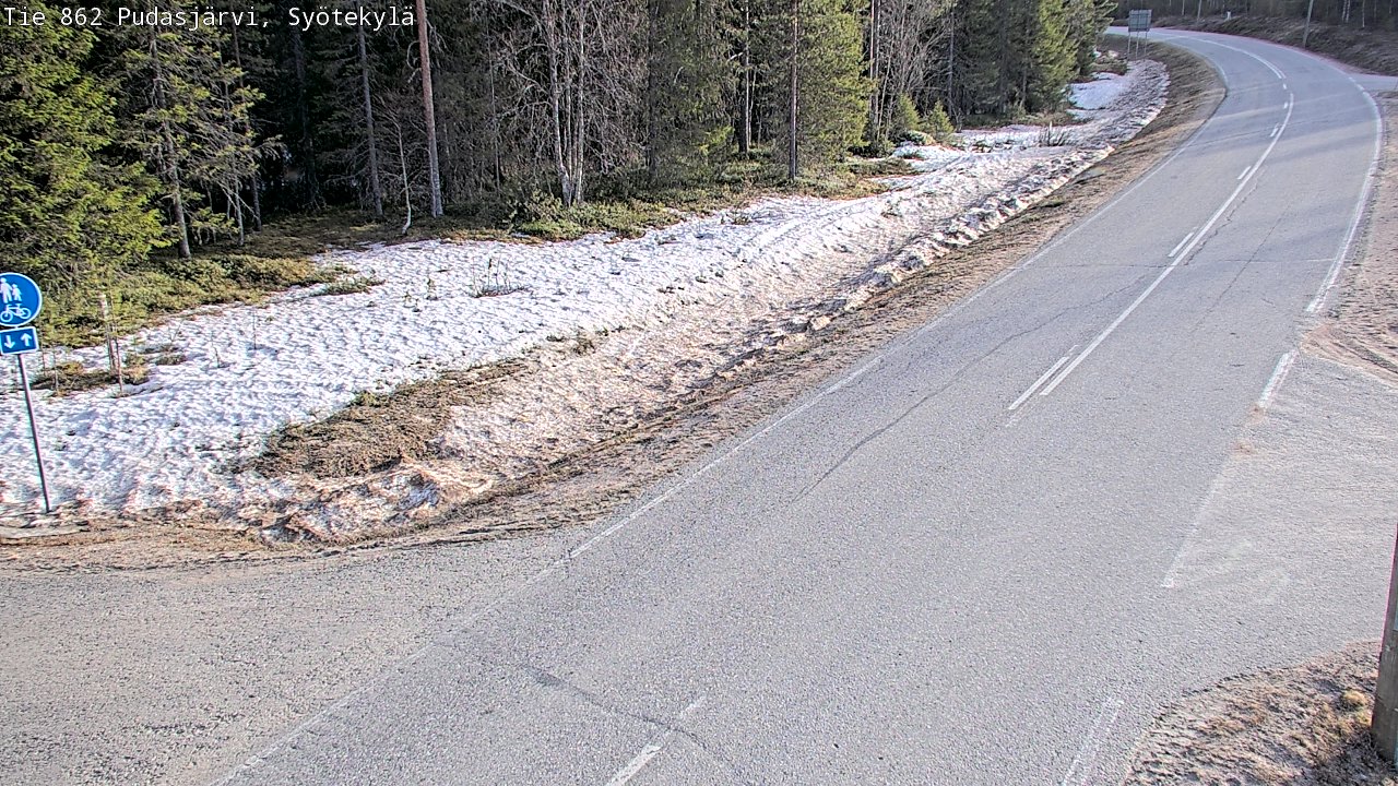 Weather Camera Image Väg 862 Pudasjärvi, Syötekylä, Pudasjärvi, Pohjois-Pohjanmaa