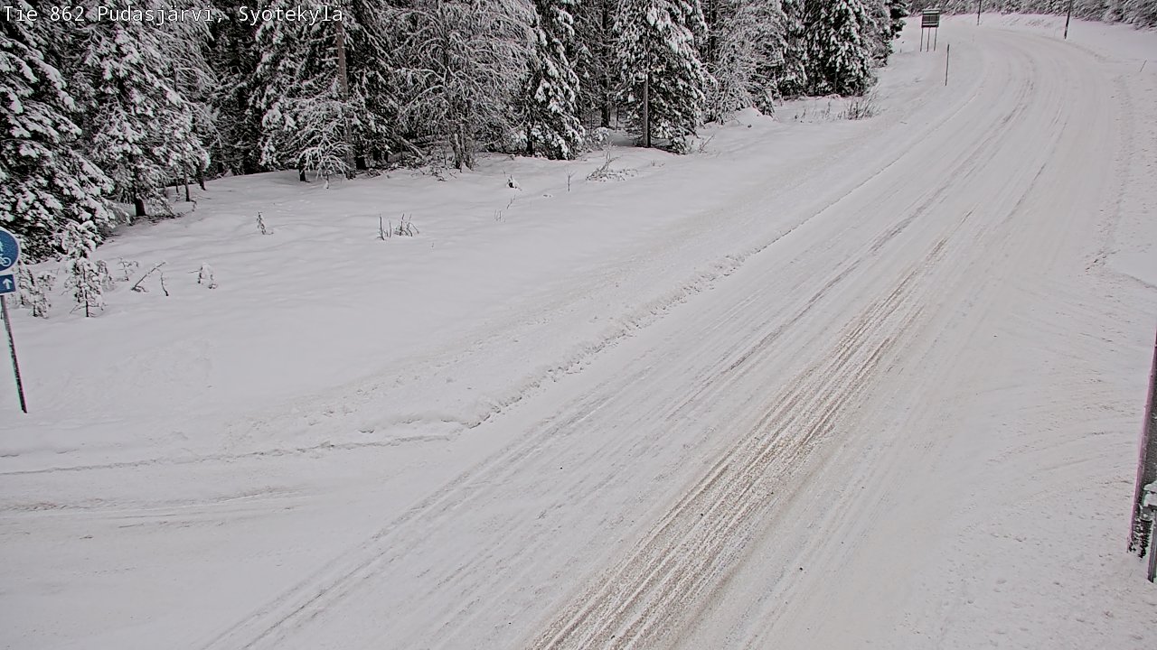 Weather Camera Image Road 862 Pudasjärvi, Syötekylä, Pudasjärvi, Pohjois-Pohjanmaa