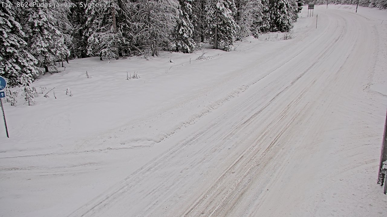 Weather Camera Image Road 862 Pudasjärvi, Syötekylä, Pudasjärvi, Pohjois-Pohjanmaa