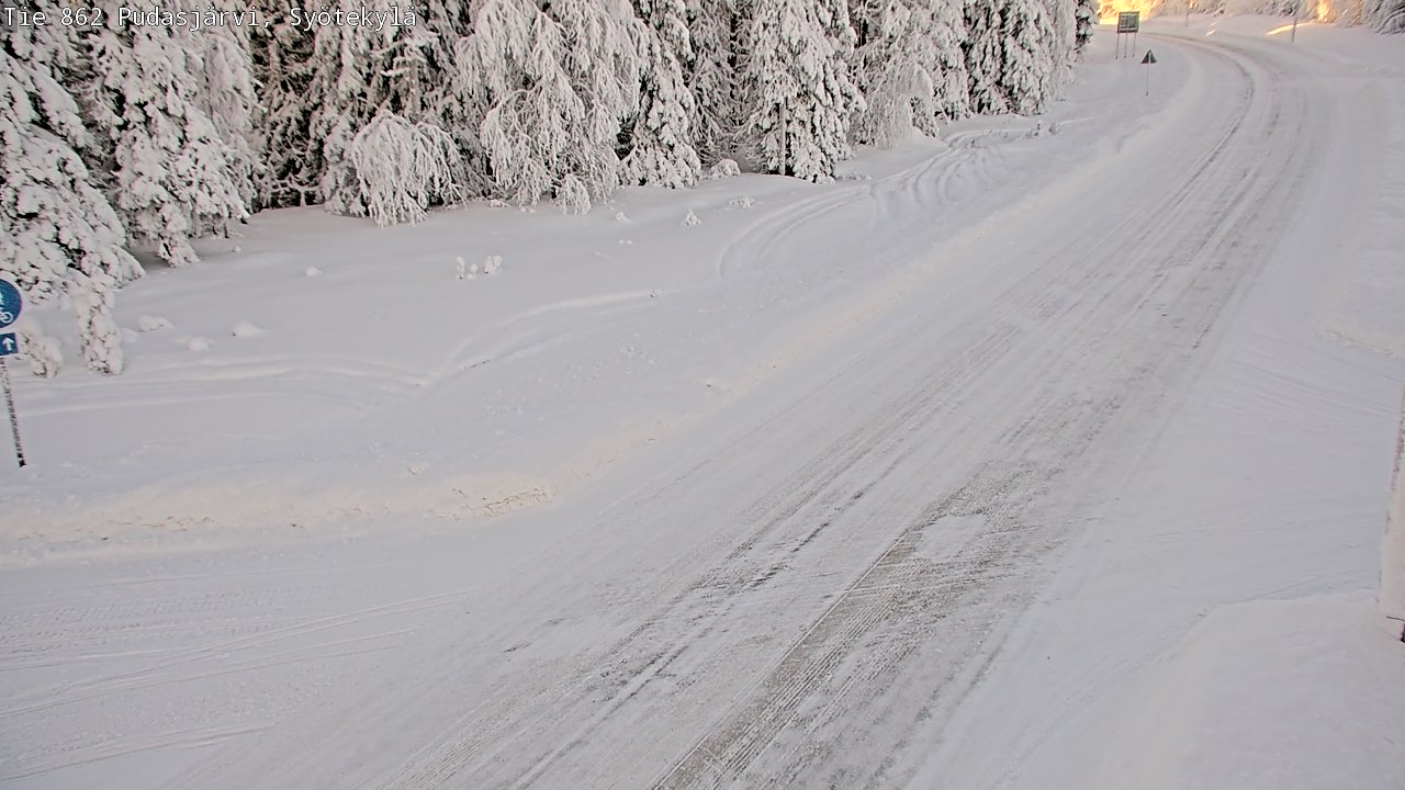 Weather Camera Image Road 862 Pudasjärvi, Syötekylä, Pudasjärvi, Pohjois-Pohjanmaa