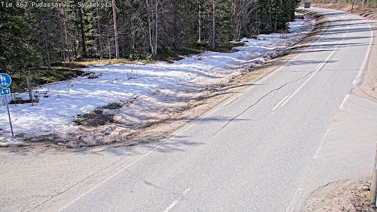 Weather Camera Image Väg 862 Pudasjärvi, Syötekylä, Pudasjärvi, Pohjois-Pohjanmaa